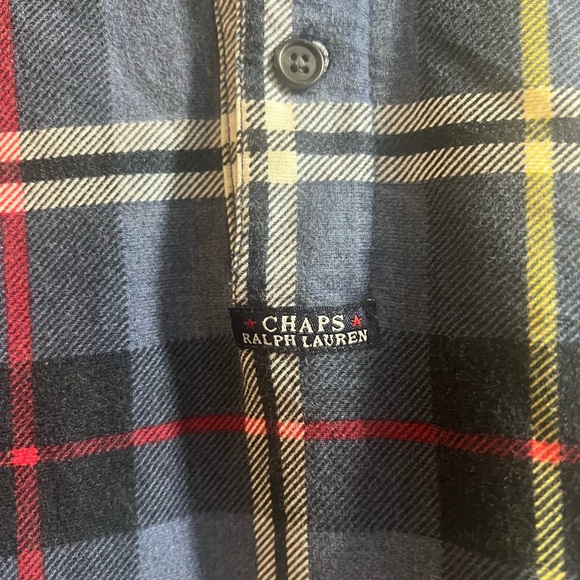 Vintage Chaps Ralph Lauren Polo Shirt Logo Green Plaid Short Sleeve - Picture 5 of 7